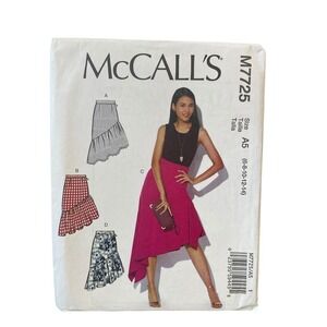 McCALL'S M7725 Misses' Skirts Size A5 6-14 Asymmetrical Ruffle Skirts